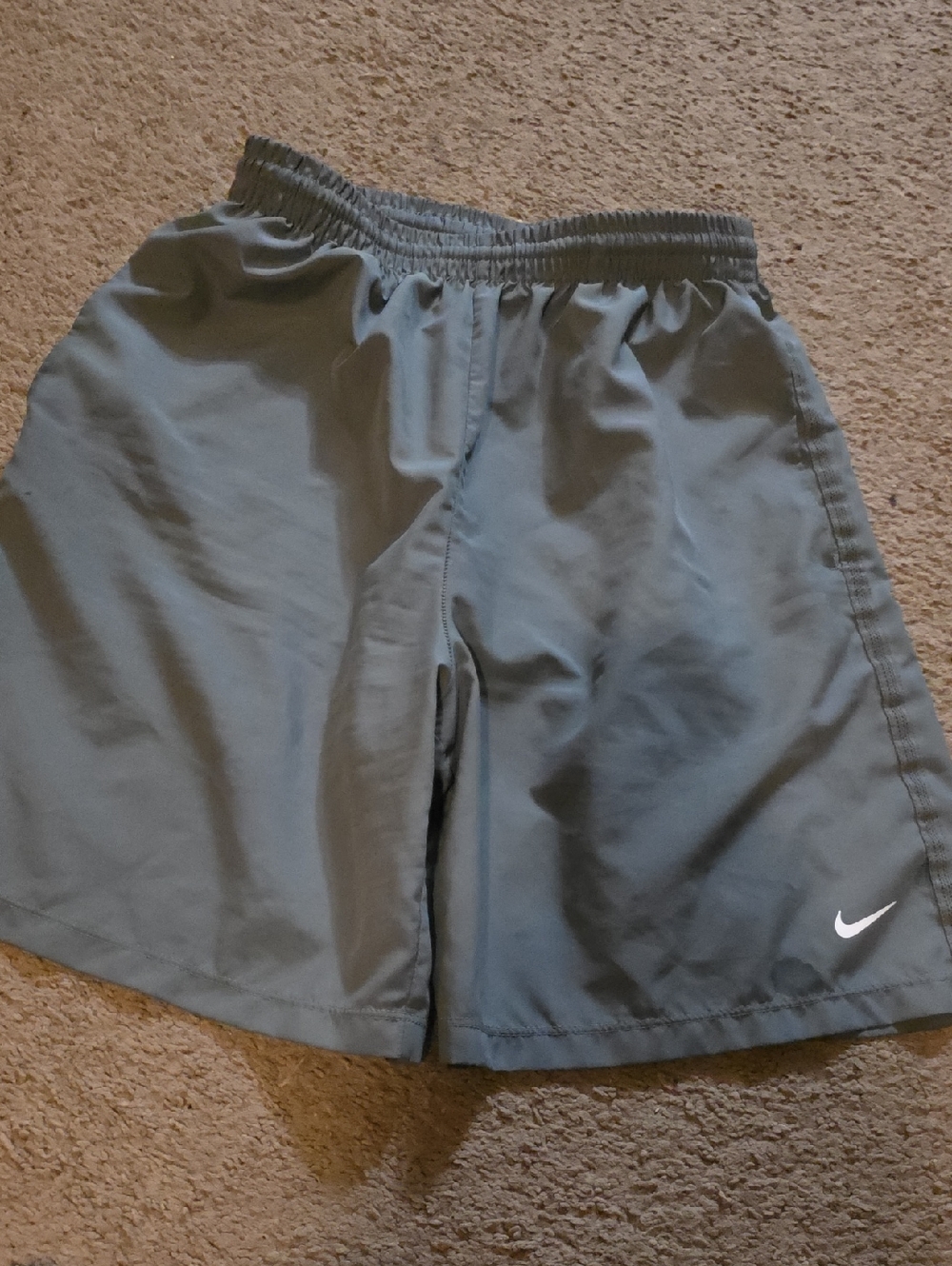 Nike Men's Slate Gray Training Shorts with White Swoosh